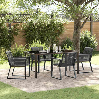 Set da Pranzo per Giardino 5 pcs Nero Poly Rattan - homemem39