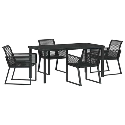Set da Pranzo per Giardino 5 pcs Nero Poly Rattan - homemem39