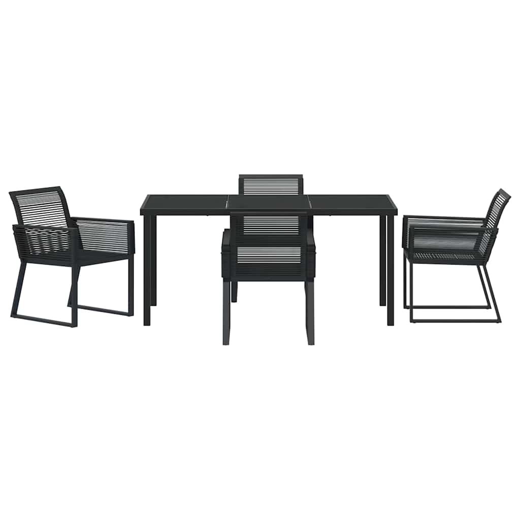 Set da Pranzo per Giardino 5 pcs Nero Poly Rattan - homemem39