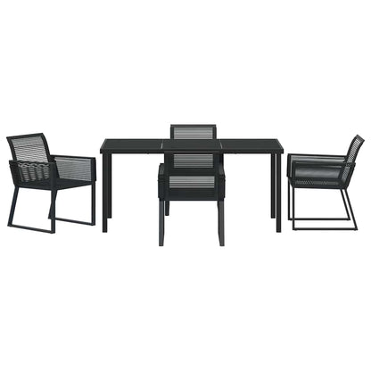 Set da Pranzo per Giardino 5 pcs Nero Poly Rattan - homemem39