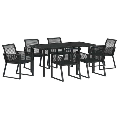 Set da Pranzo per Giardino 7 pcs Nero Poly Rattan - homemem39