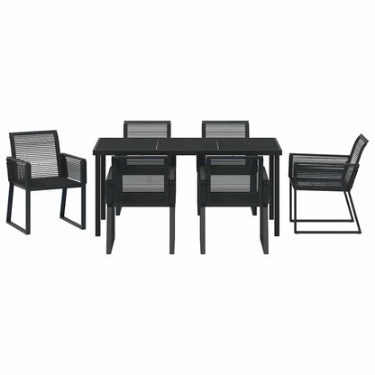 Set da Pranzo per Giardino 7 pcs Nero Poly Rattan - homemem39