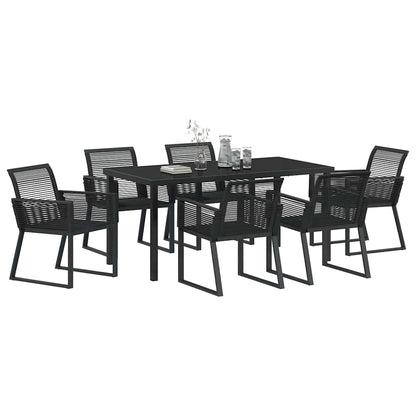 Set da Pranzo per Giardino 7 pcs Nero Poly Rattan - homemem39
