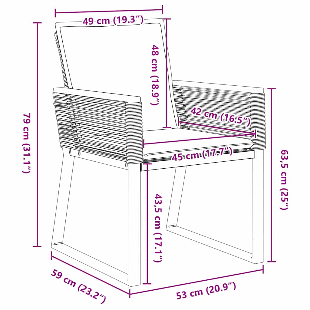 Set da Pranzo per Giardino 3 pcs Nero | homemem39