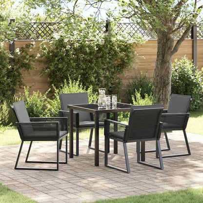Set da Pranzo per Giardino 5 pcs Nero Poly Rattan - homemem39