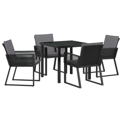 Set da Pranzo per Giardino 5 pcs Nero Poly Rattan - homemem39