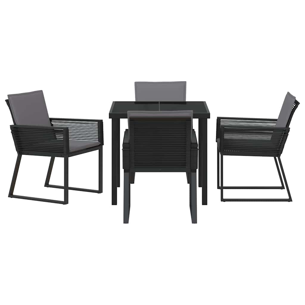 Set da Pranzo per Giardino 5 pcs Nero Poly Rattan - homemem39