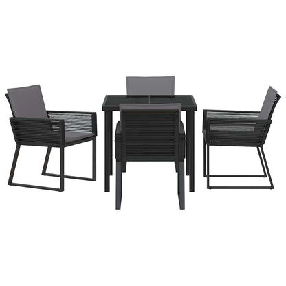 Set da Pranzo per Giardino 5 pcs Nero Poly Rattan - homemem39