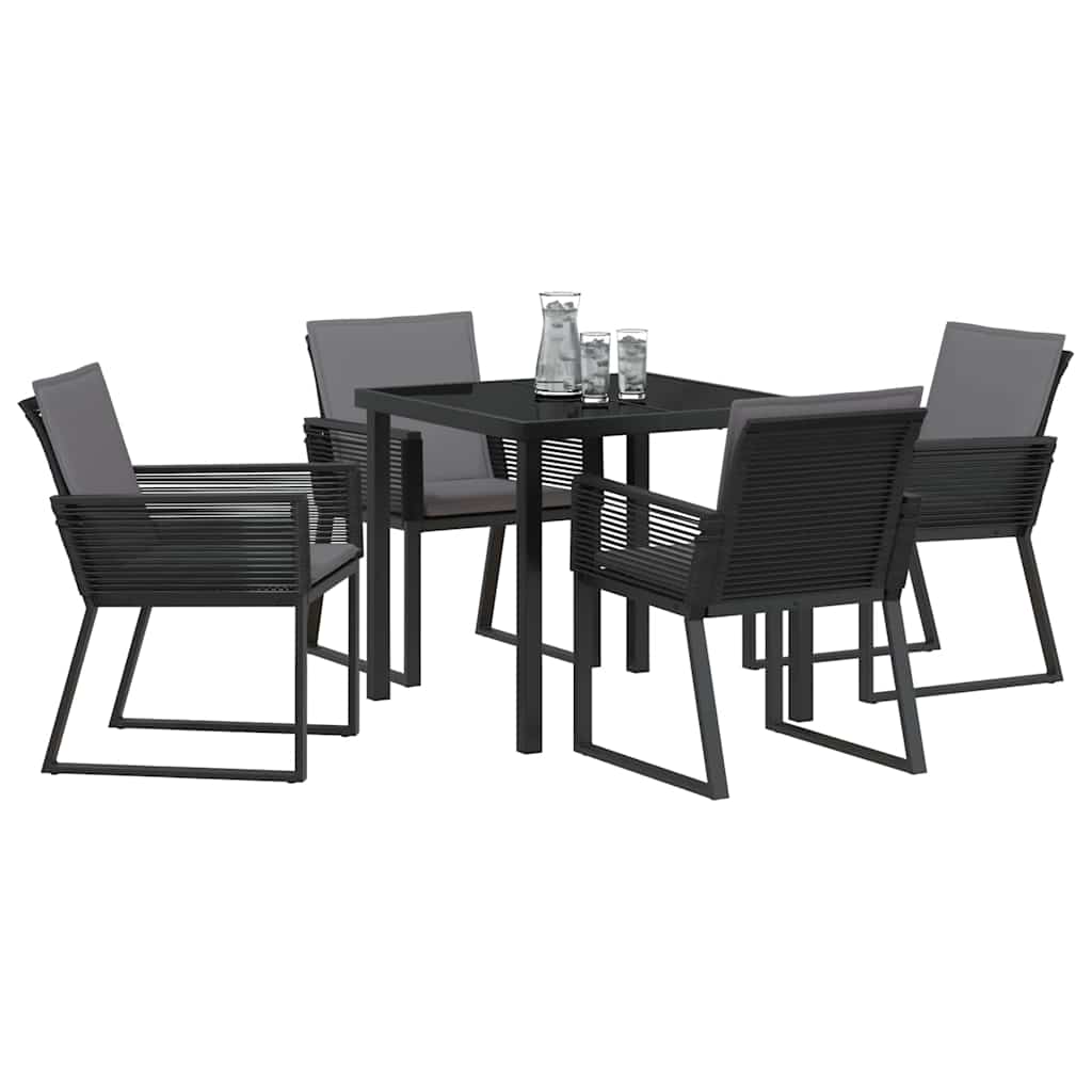 Set da Pranzo per Giardino 5 pcs Nero Poly Rattan - homemem39