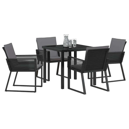 Set da Pranzo per Giardino 5 pcs Nero Poly Rattan - homemem39