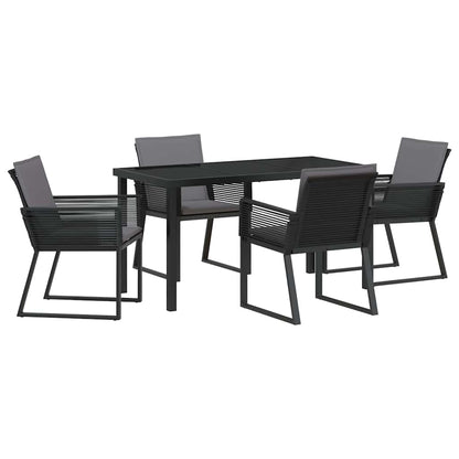 Set da Pranzo per Giardino 5 pcs Nero Poly Rattan - homemem39