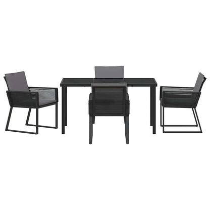 Set da Pranzo per Giardino 5 pcs Nero Poly Rattan - homemem39