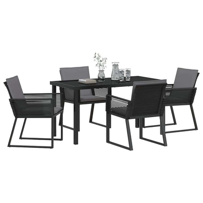 Set da Pranzo per Giardino 5 pcs Nero Poly Rattan - homemem39