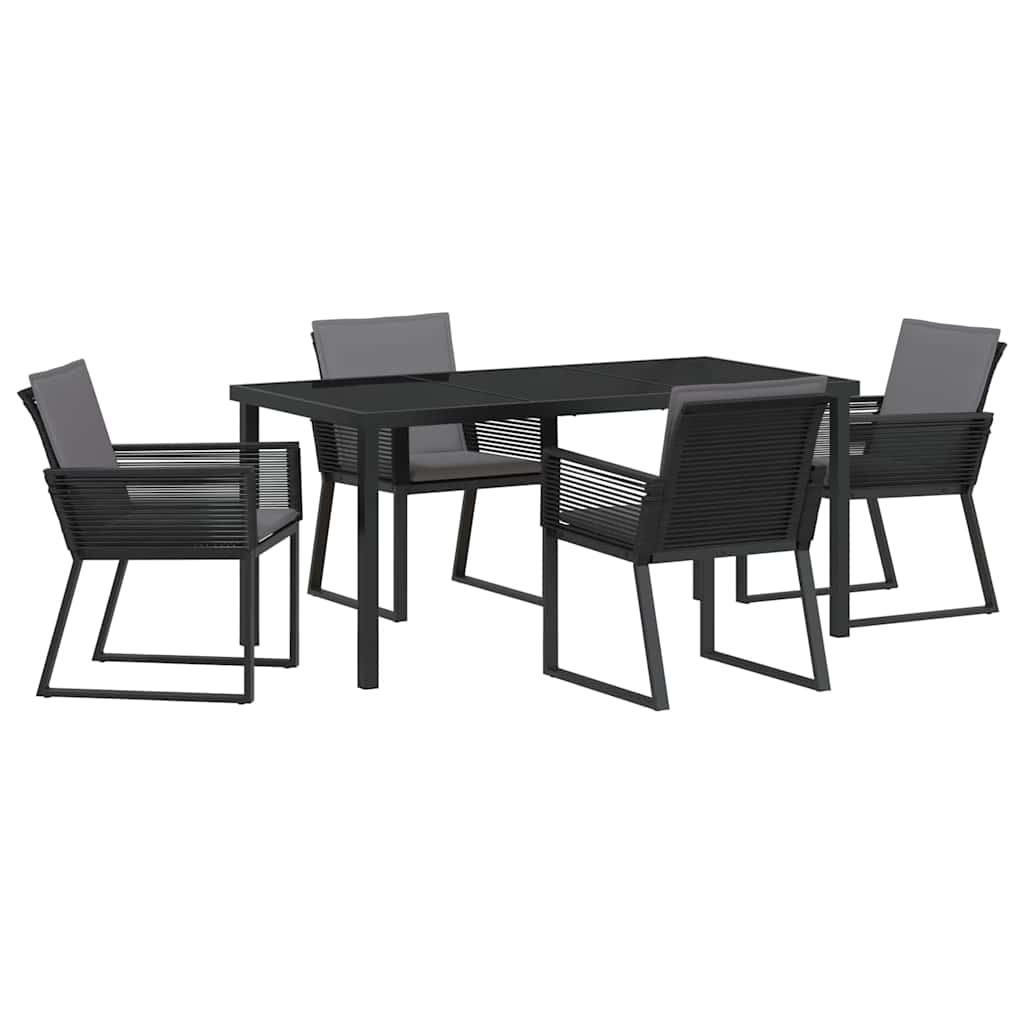 Set da Pranzo per Giardino 5 pcs Nero Poly Rattan - homemem39