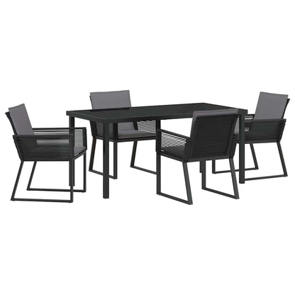 Set da Pranzo per Giardino 5 pcs Nero Poly Rattan - homemem39