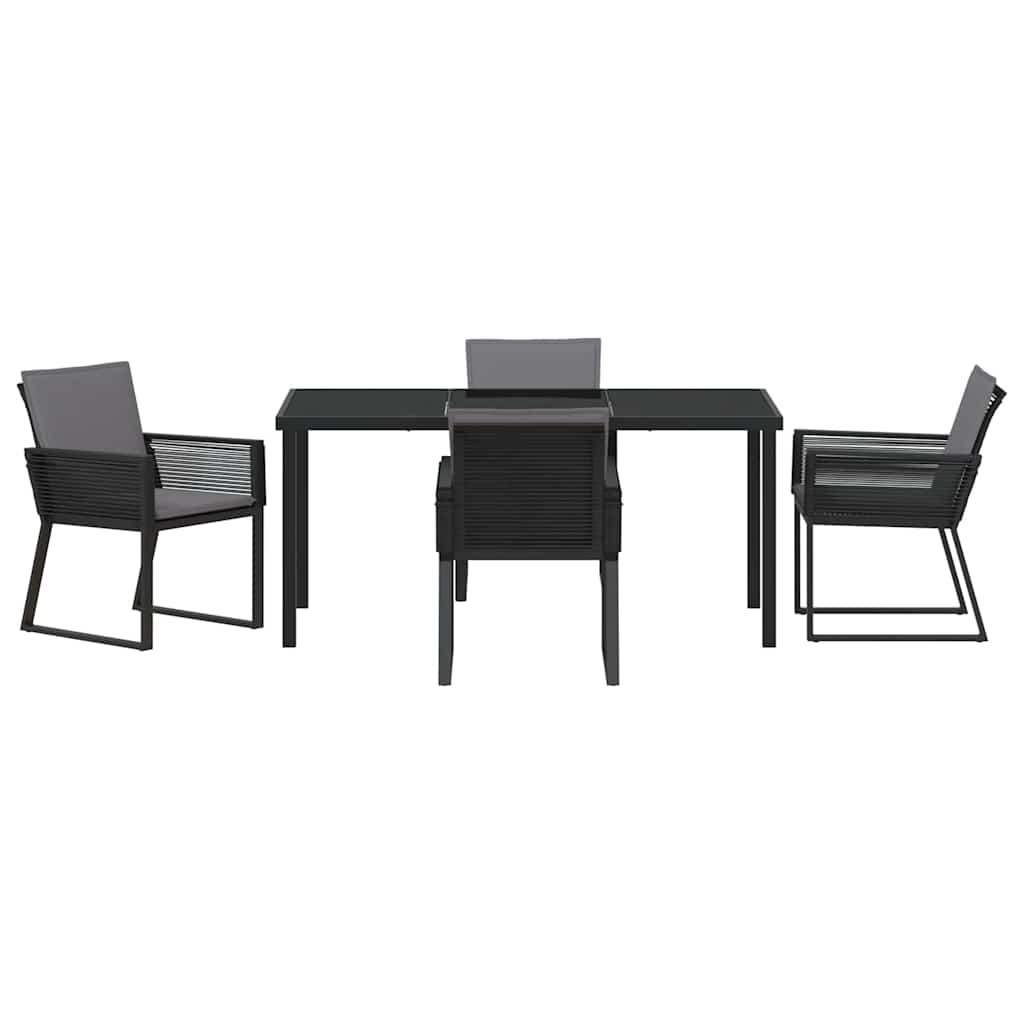 Set da Pranzo per Giardino 5 pcs Nero Poly Rattan - homemem39