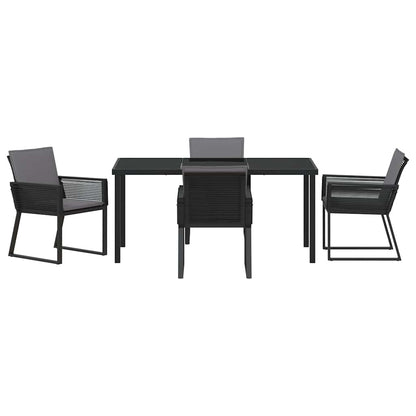 Set da Pranzo per Giardino 5 pcs Nero Poly Rattan - homemem39