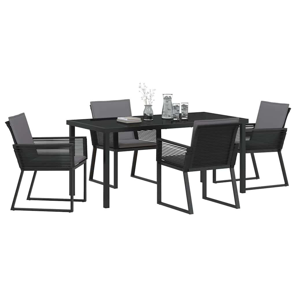Set da Pranzo per Giardino 5 pcs Nero Poly Rattan - homemem39
