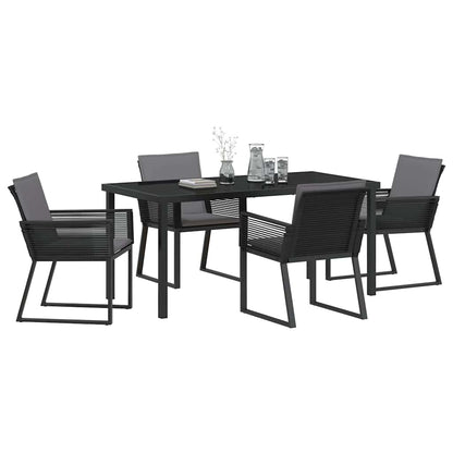 Set da Pranzo per Giardino 5 pcs Nero Poly Rattan - homemem39