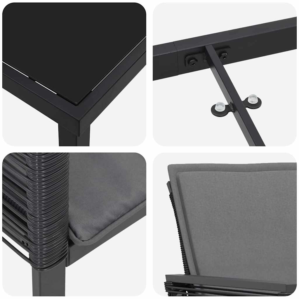 Set da Pranzo per Giardino 7 pcs Nero | homemem39