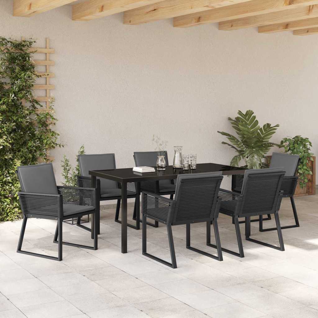 Set da Pranzo per Giardino 7 pcs Nero | homemem39