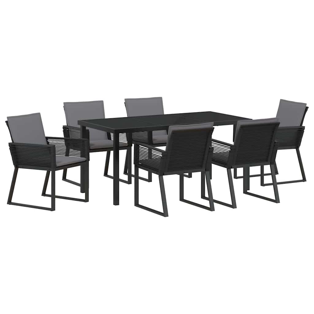 Set da Pranzo per Giardino 7 pcs Nero | homemem39