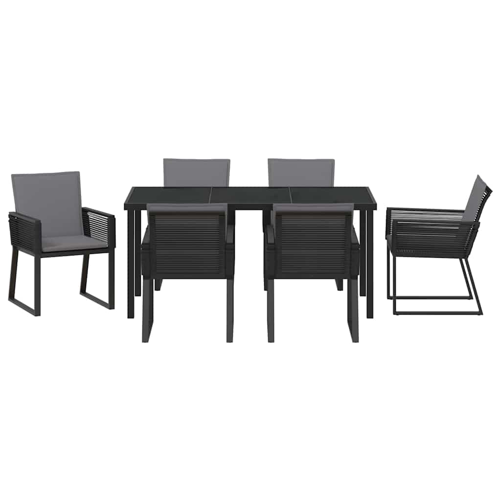 Set da Pranzo per Giardino 7 pcs Nero | homemem39