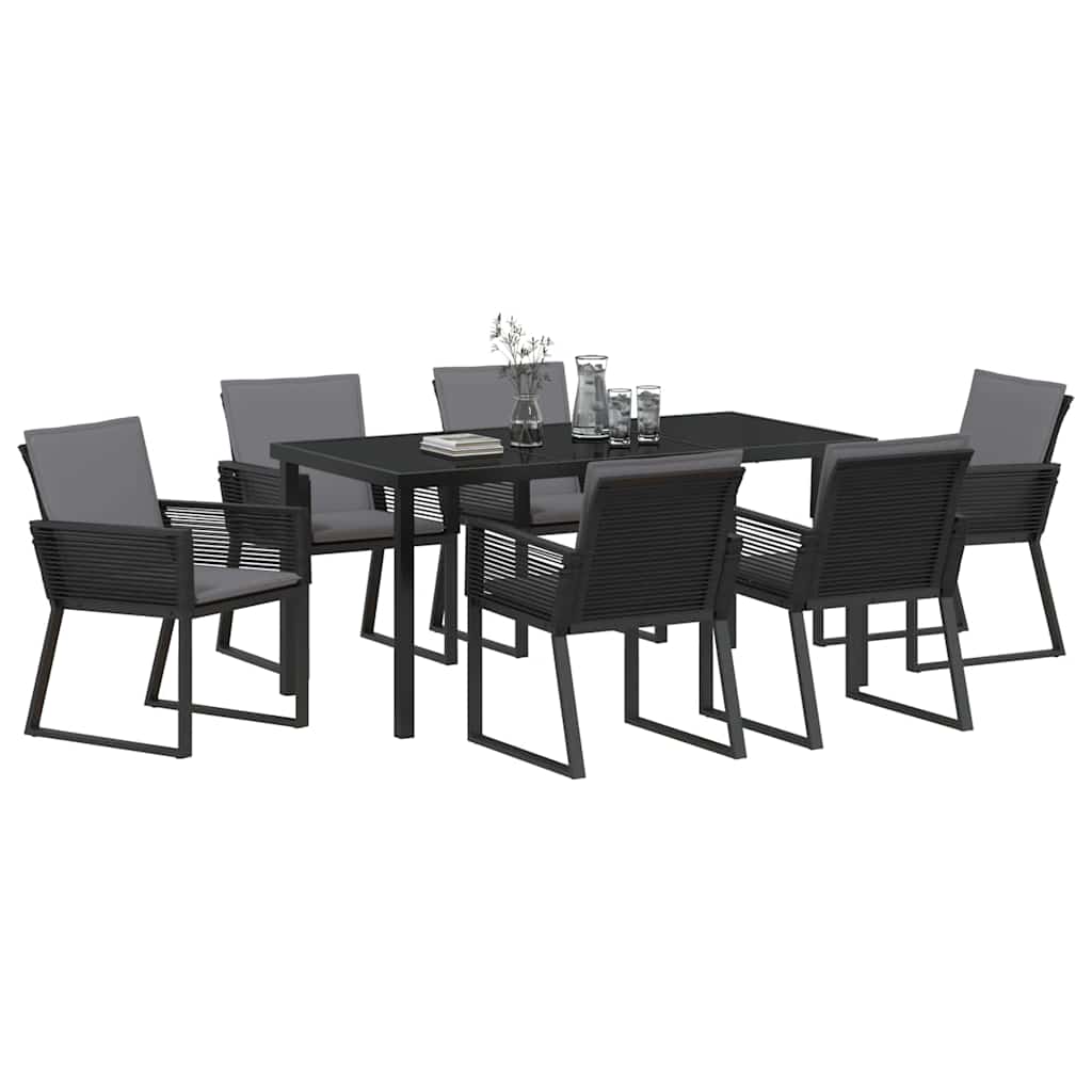 Set da Pranzo per Giardino 7 pcs Nero | homemem39