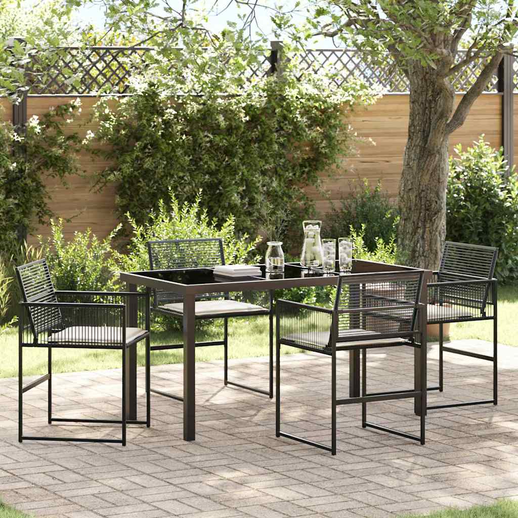 Set da Pranzo per Giardino 5 pcs Nero Poly Rattan - homemem39