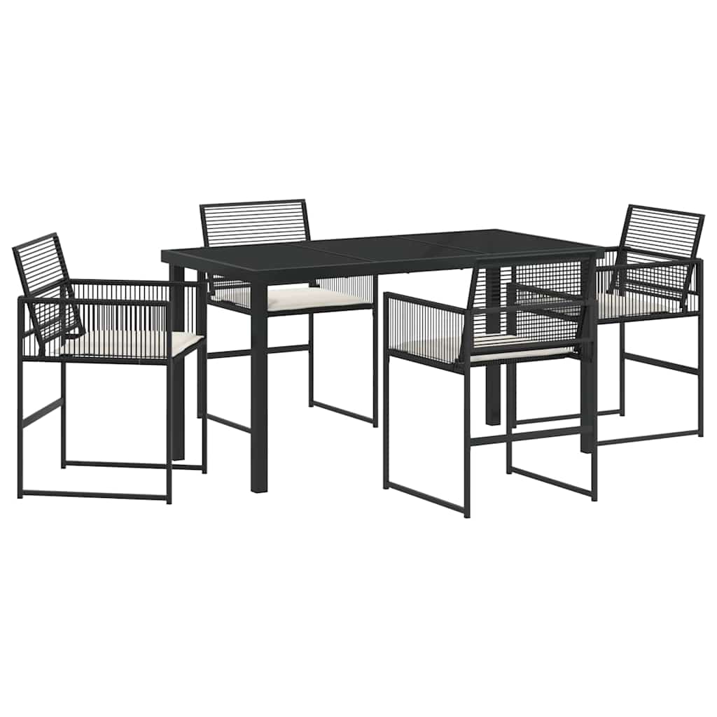 Set da Pranzo per Giardino 5 pcs Nero Poly Rattan - homemem39
