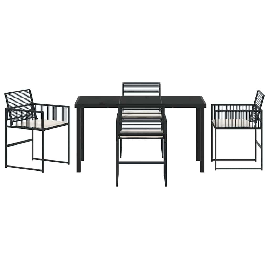 Set da Pranzo per Giardino 5 pcs Nero Poly Rattan - homemem39