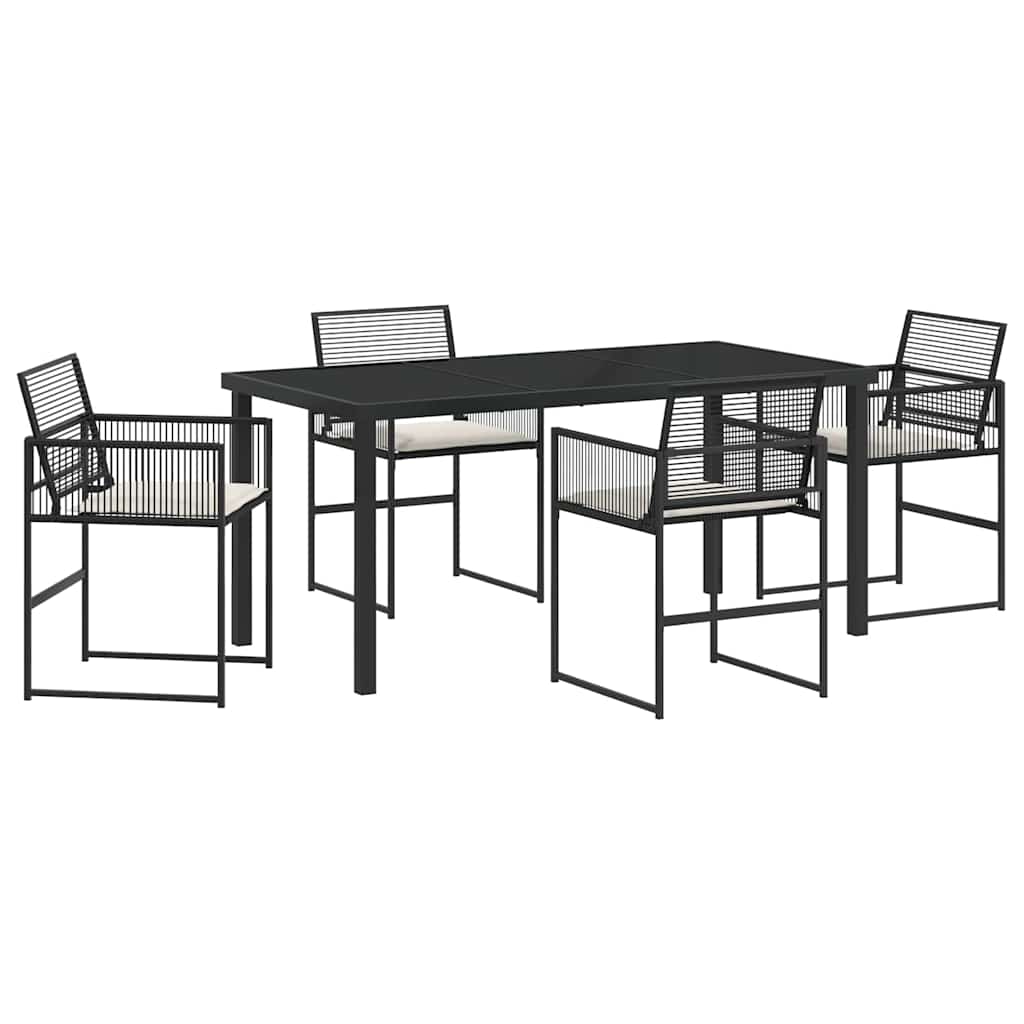 Set da Pranzo per Giardino 5 pcs Nero Poly Rattan - homemem39