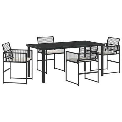 Set da Pranzo per Giardino 5 pcs Nero Poly Rattan - homemem39