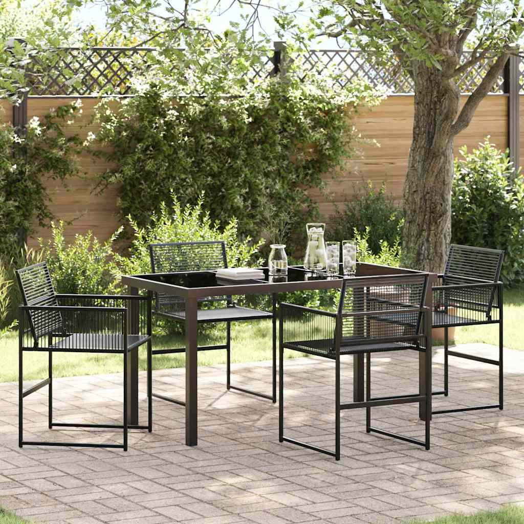 Set da Pranzo per Giardino 5 pcs Nero Poly Rattan - homemem39