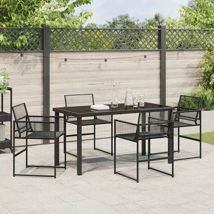 Set da Pranzo per Giardino 5 pcs Nero Poly Rattan - homemem39