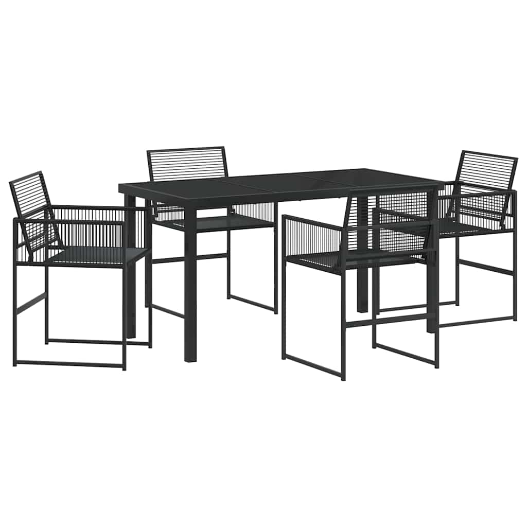 Set da Pranzo per Giardino 5 pcs Nero Poly Rattan - homemem39