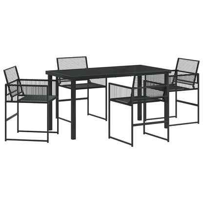Set da Pranzo per Giardino 5 pcs Nero Poly Rattan - homemem39