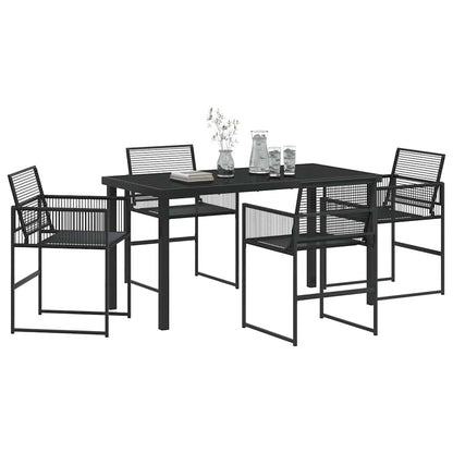 Set da Pranzo per Giardino 5 pcs Nero Poly Rattan - homemem39