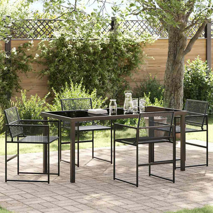 Set da Pranzo per Giardino 5 pcs Nero Poly Rattan - homemem39