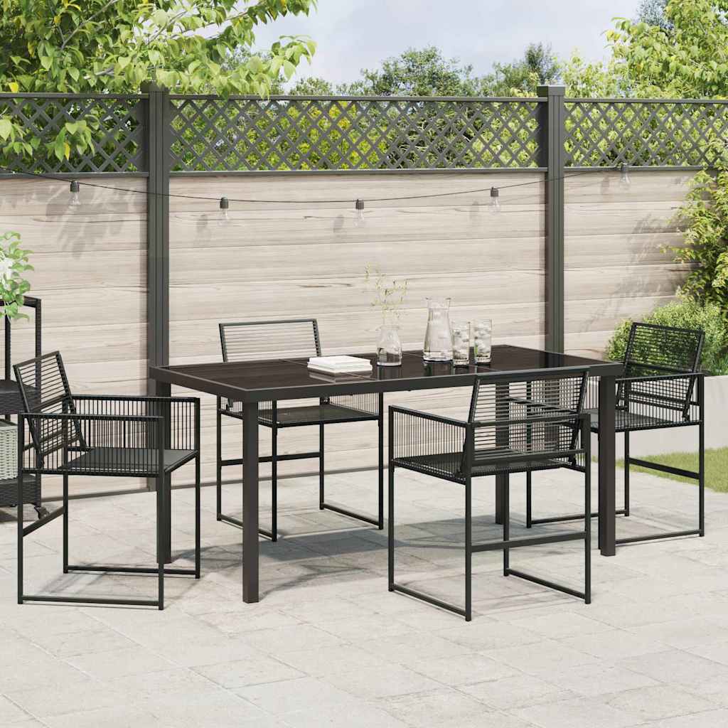 Set da Pranzo per Giardino 5 pcs Nero Poly Rattan - homemem39