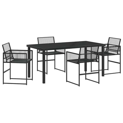 Set da Pranzo per Giardino 5 pcs Nero Poly Rattan - homemem39