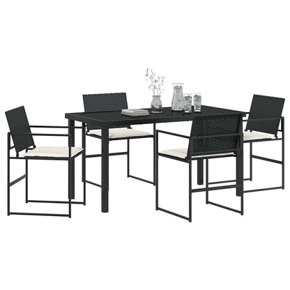 Set da Pranzo per Giardino 5 pcs Nero e Crema polyrattan | homemem39