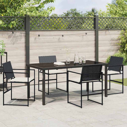 Set da Pranzo per Giardino 5 pcs Nero Poly Rattan - homemem39