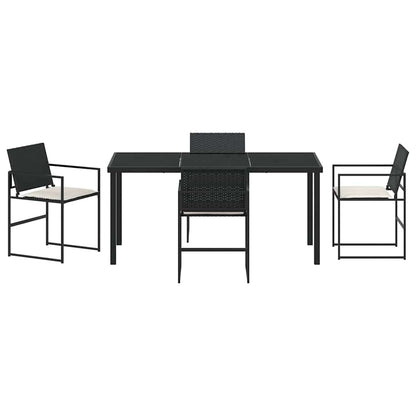 Set da Pranzo per Giardino 5 pcs Nero Poly Rattan - homemem39