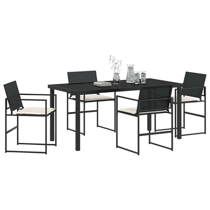 Set da Pranzo per Giardino 5 pcs Nero Poly Rattan - homemem39