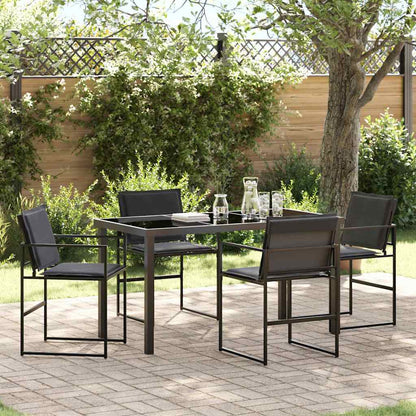 Set da Pranzo per Giardino 5 pcs Nero Textilene e acciaio