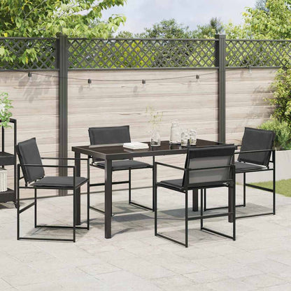 Set da Pranzo per Giardino 5 pcs Nero Textilene e acciaio