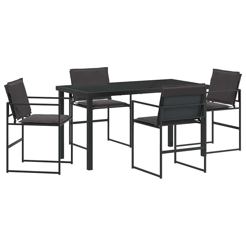 Set da Pranzo per Giardino 5 pcs Nero Textilene e acciaio