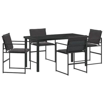 Set da Pranzo per Giardino 5 pcs Nero Textilene e acciaio