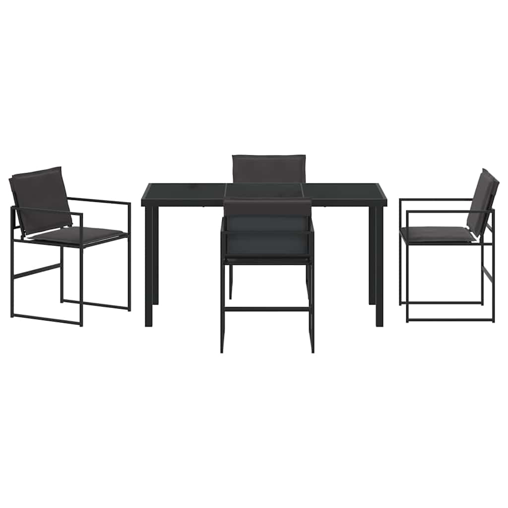 Set da Pranzo per Giardino 5 pcs Nero Textilene e acciaio